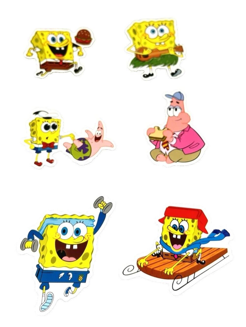 SpongeBob SquarePants 6pc Vinyl Stickers Lot Cartoon Water Bottle Laptop Decals